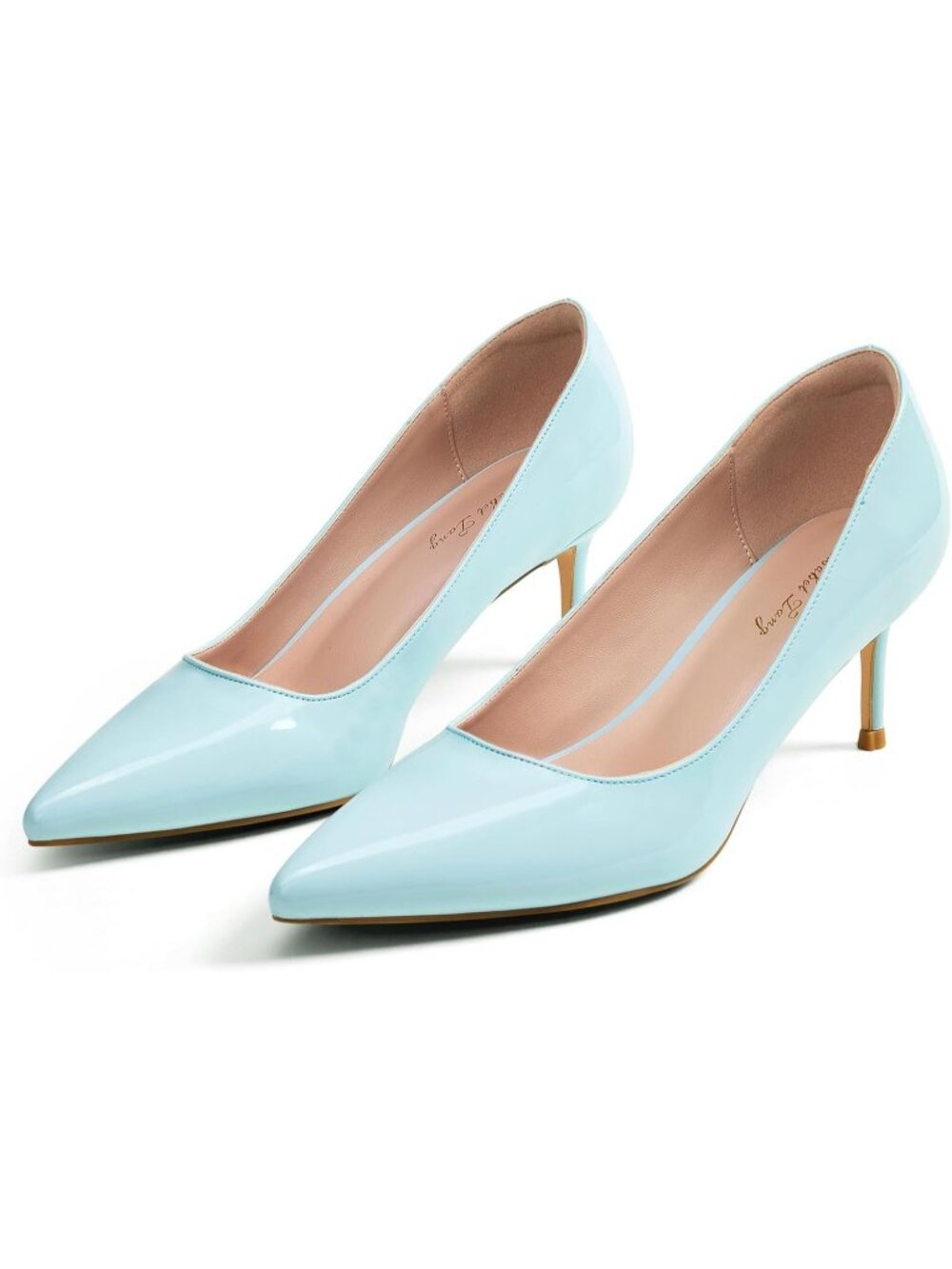 Women's Blue Tang Kitten Heel Pumps 2.4 Inch Pointed Toe Sexy Dressy Shoes